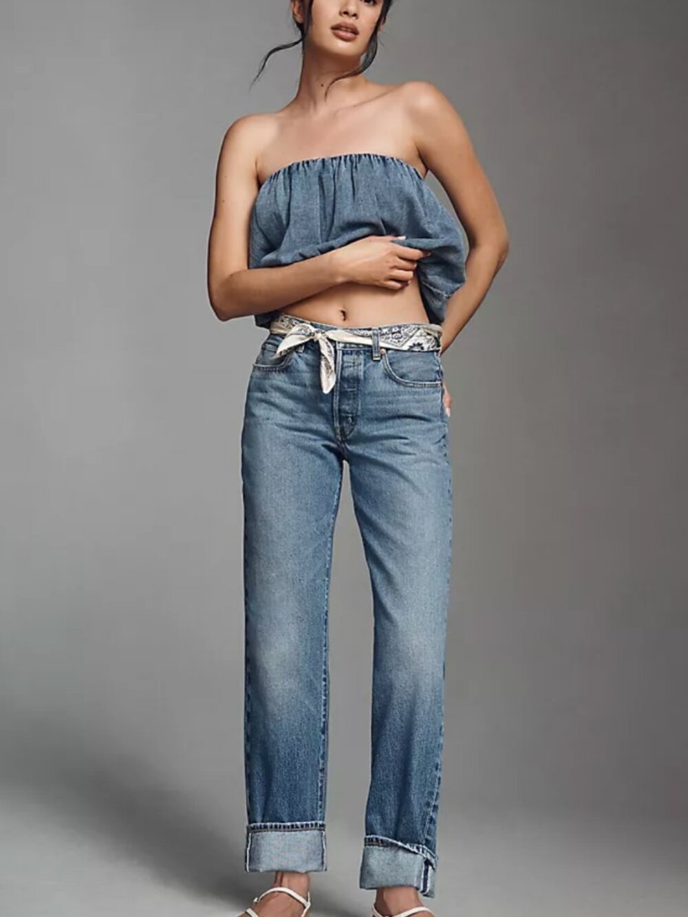 Edwin Sawyer Mid-Rise Boyfriend Jeans (Cut to have raw hem)